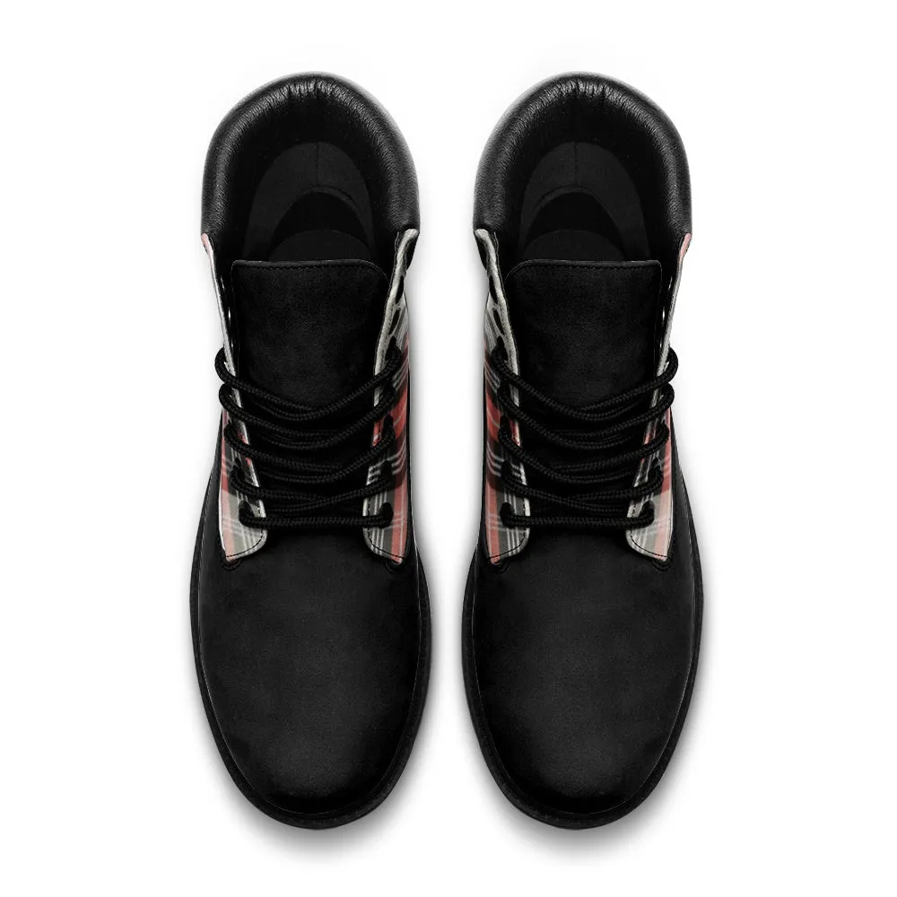 Plaid Accented Casual Leather Lightweight boots TB