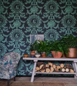 Purnon Wallpaper by Farrow & Ball Off-Black / Arsenic