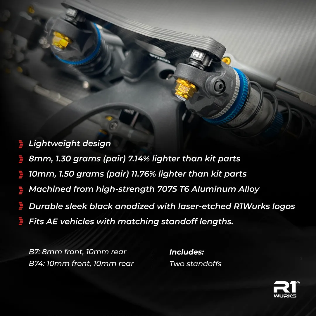 R1WURKS Shock Stand-offs, Black, Aluminum
