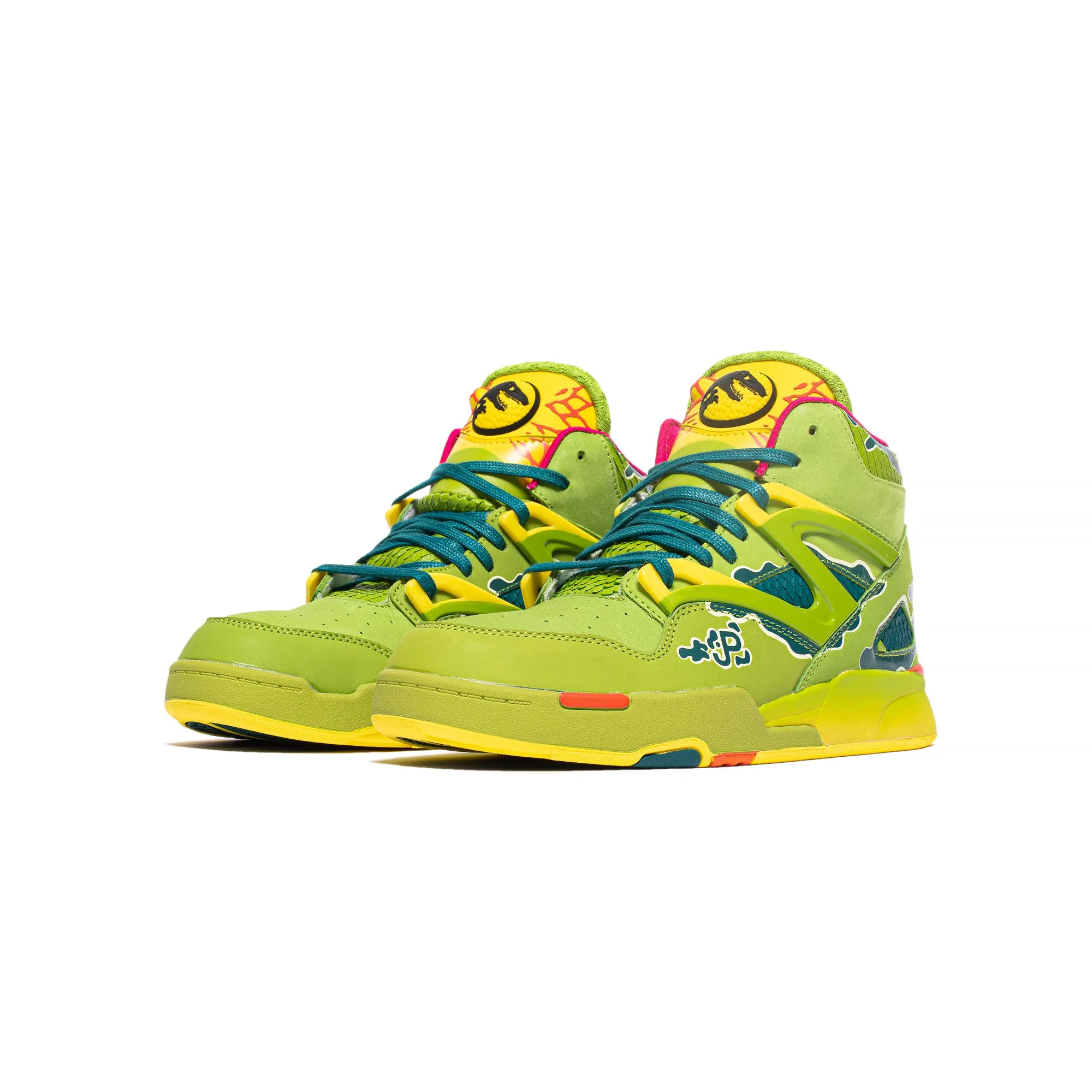 Reebok Mens Pump Omni Zone II Shoes Ultra Lime/Heritage Teal