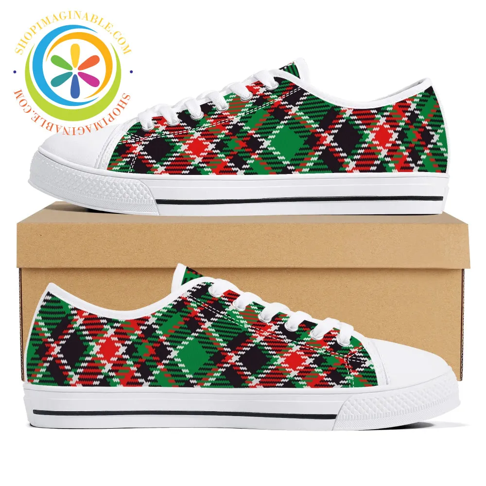 Retro Tartan Plaid Ladies Low Top Canvas Shoes
