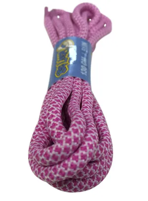 Rope Style Round Pink White Laces - 5mm wide