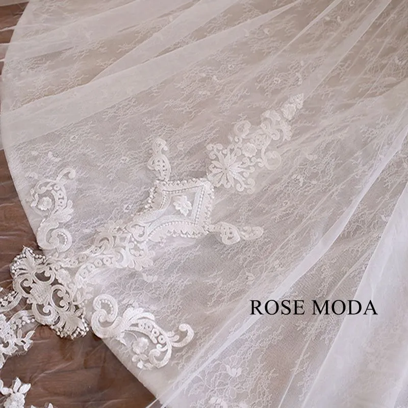 Rosemoda Beaded Lace Satin Ball Gown Wedding Dress