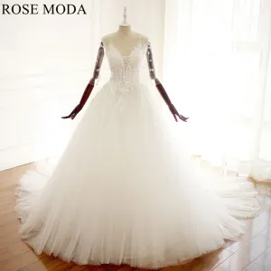 Rosemoda Half Sleeve Lace Ball Gown Wedding Dress