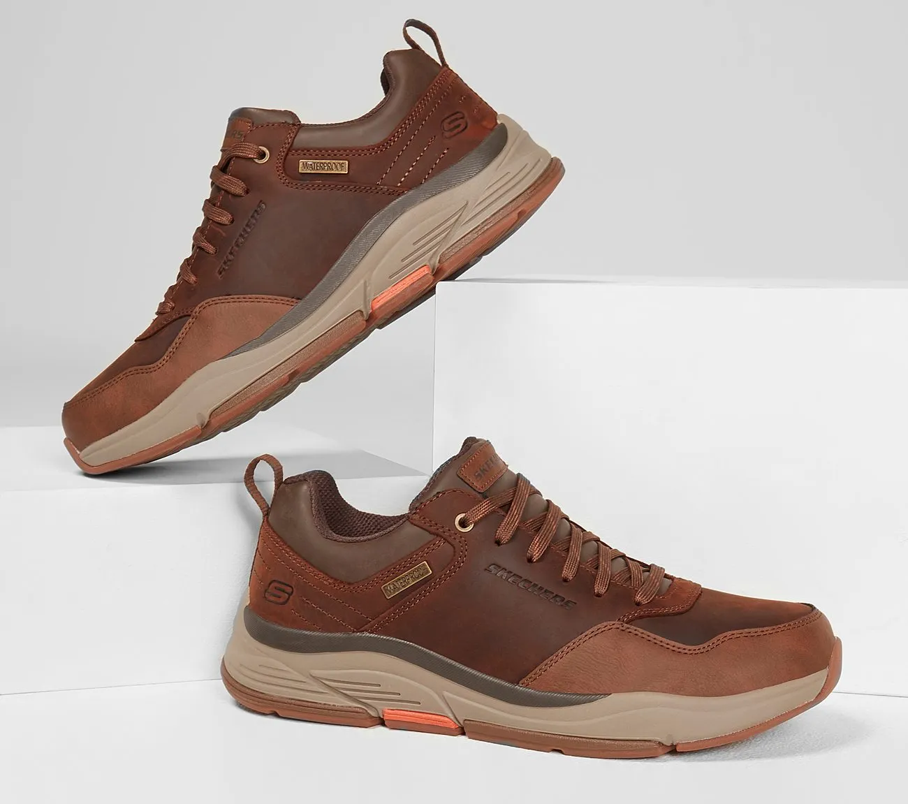 Skechers Relaxed Fit: Benago - Hombre 210021/CDB Brown Mens Casual Comfort Leather Lace Up Shoes