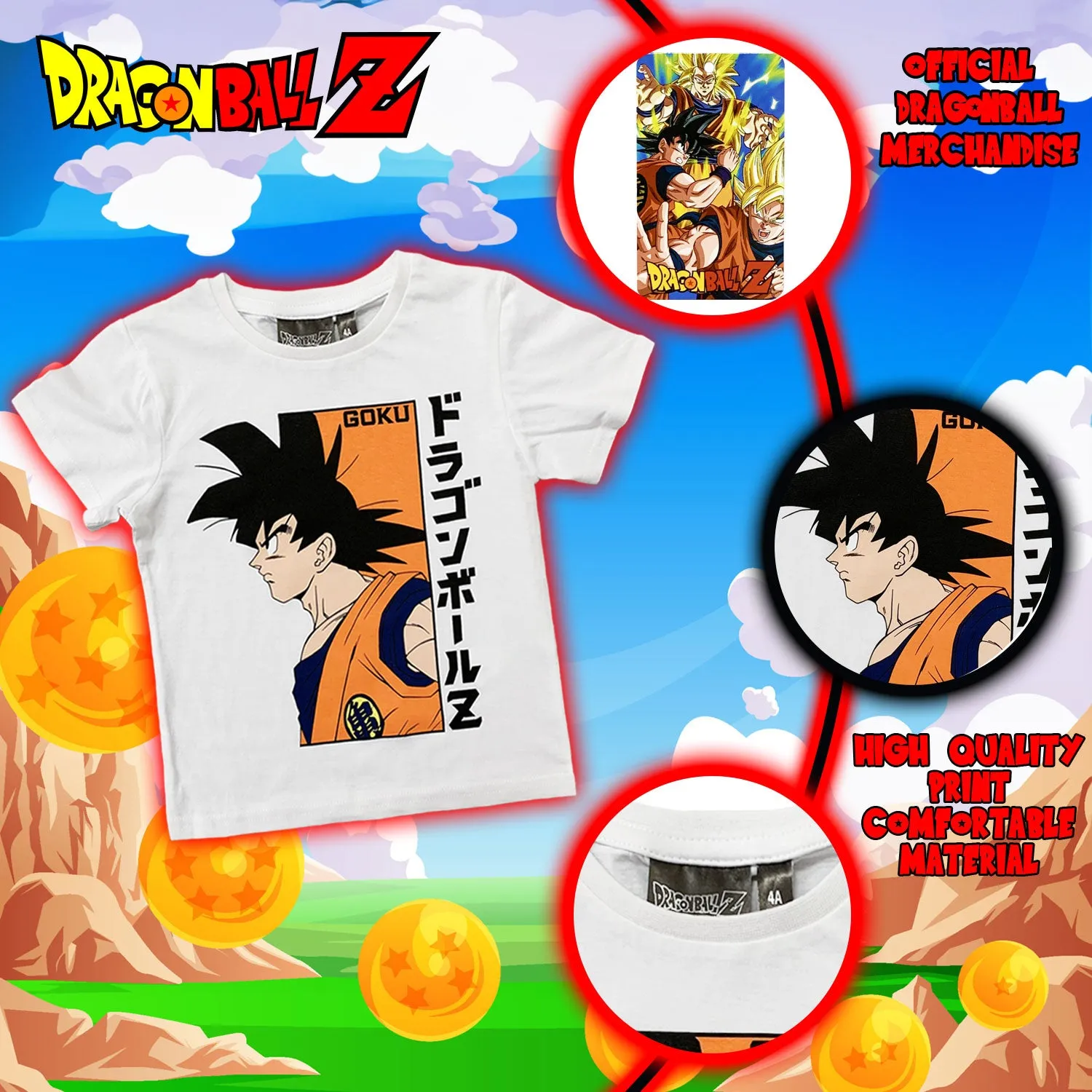 T-shirt Dragon Ball Z maglia bambino mezze maniche in cotone Goku 6168