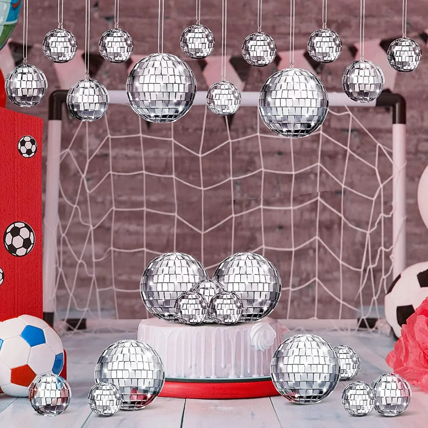 The Decor Affair Twinkle and Twirl: Assorted Hanging Mirror Combo - 15 Pcs Disco Ball Mirrors in Various Dimensions