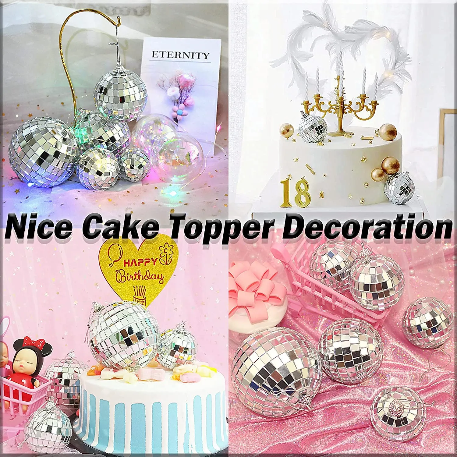 The Decor Affair Twinkle and Twirl: Assorted Hanging Mirror Combo - 15 Pcs Disco Ball Mirrors in Various Dimensions