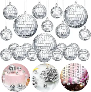 The Decor Affair Twinkle and Twirl: Assorted Hanging Mirror Combo - 15 Pcs Disco Ball Mirrors in Various Dimensions