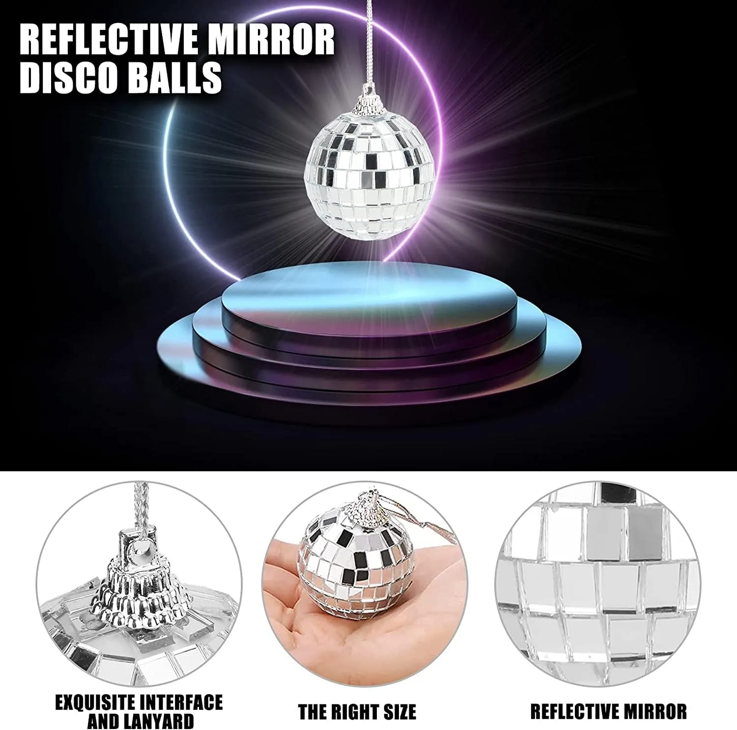 The Decor Affair Twinkle and Twirl: Assorted Hanging Mirror Combo - 15 Pcs Disco Ball Mirrors in Various Dimensions