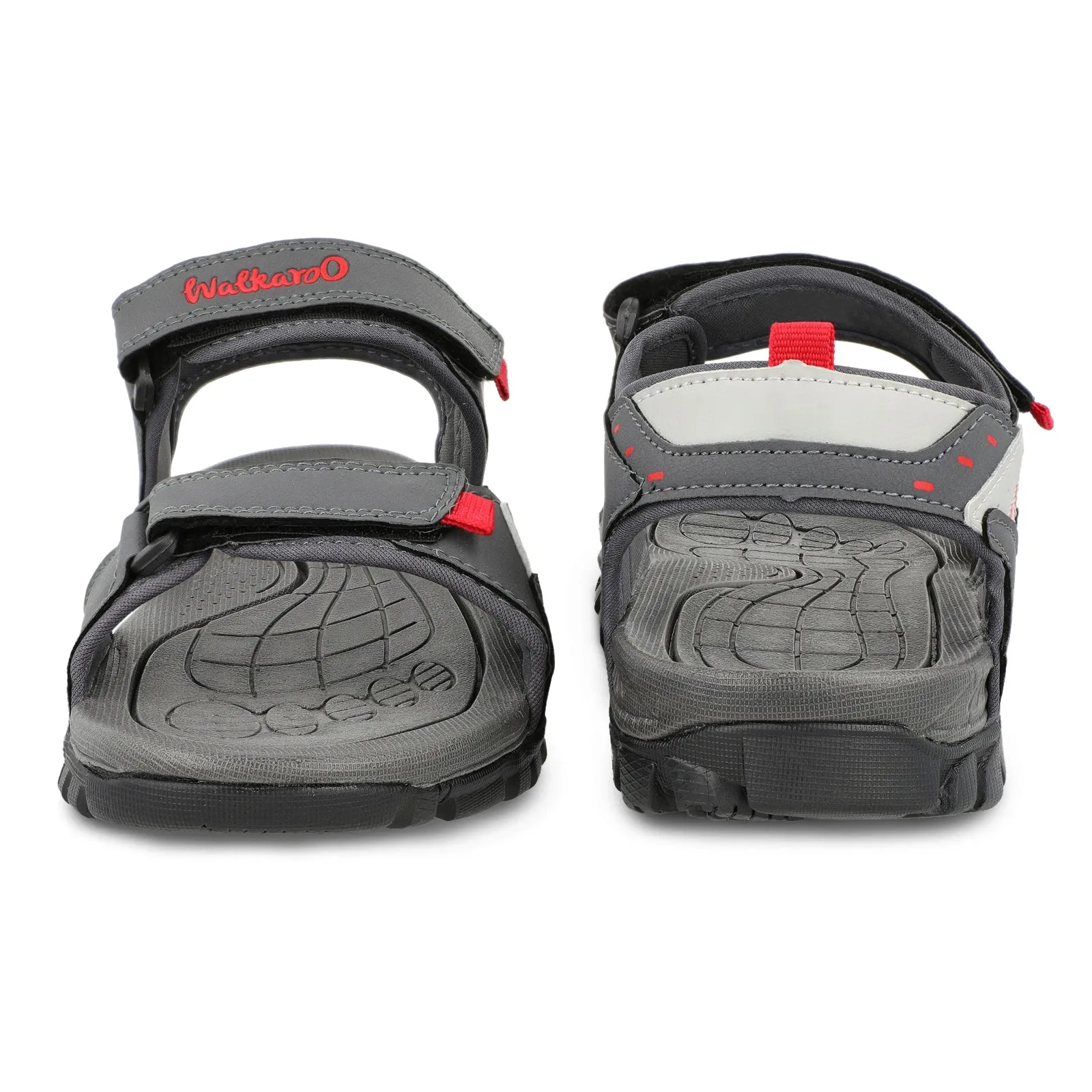 Walkaroo Men Strappy Floater Sandals  - WC4362 Grey Red