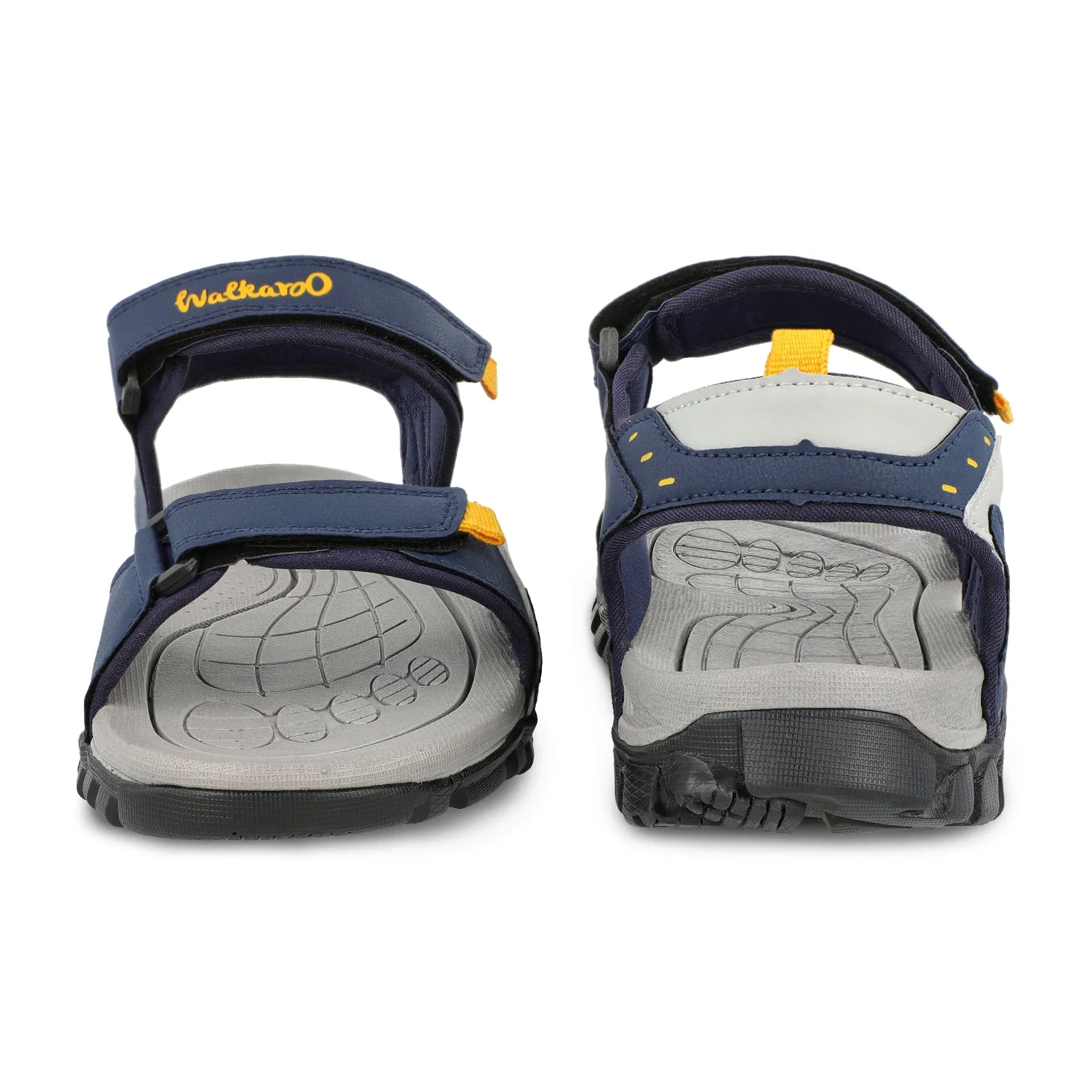 Walkaroo Men Strappy Floater Sandals  - WC4362 Navy Blue Yellow