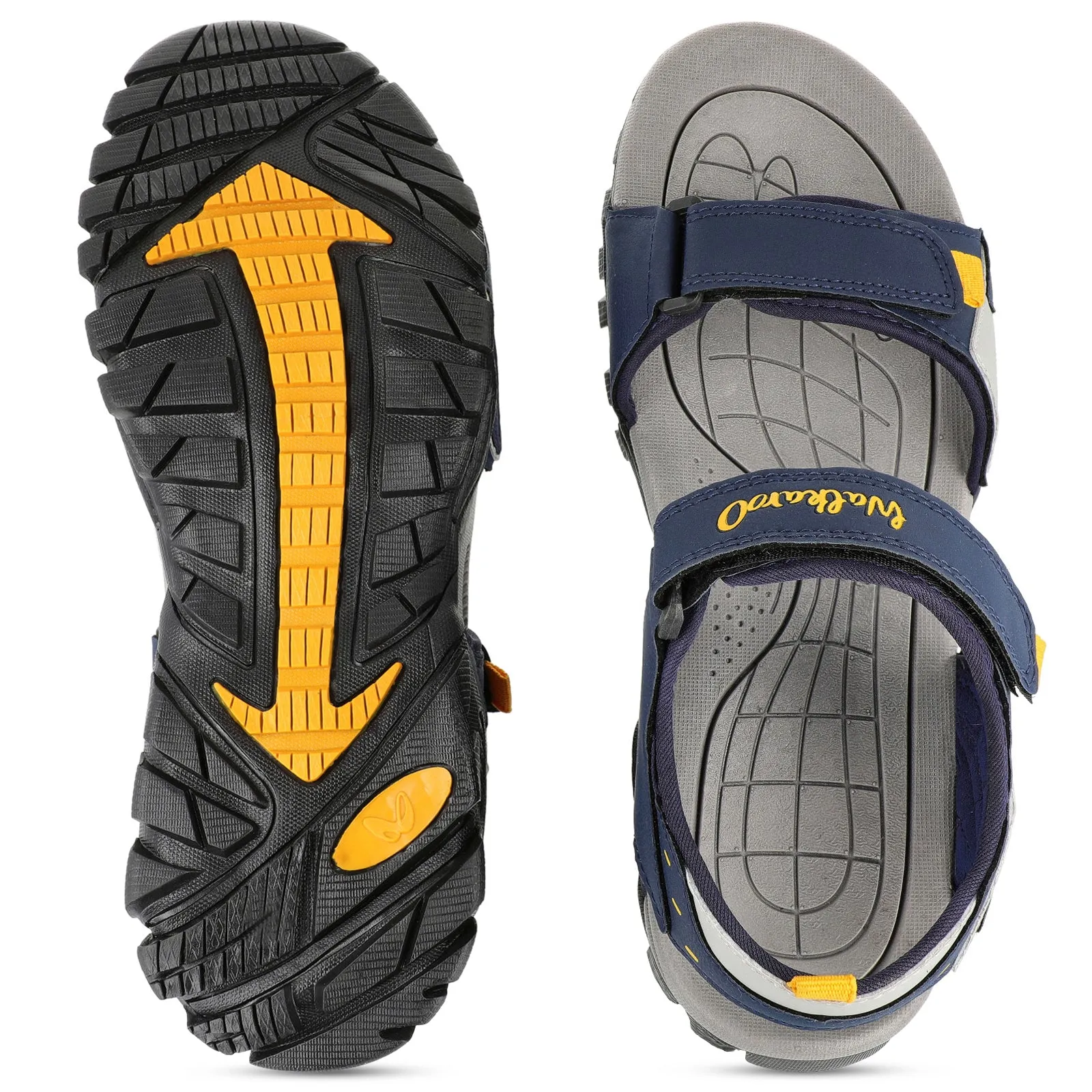 Walkaroo Men Strappy Floater Sandals  - WC4362 Navy Blue Yellow