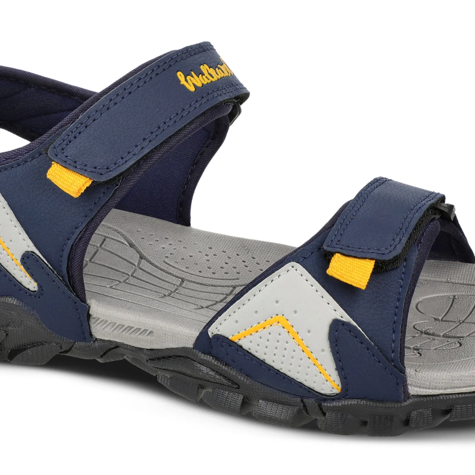 Walkaroo Men Strappy Floater Sandals  - WC4362 Navy Blue Yellow