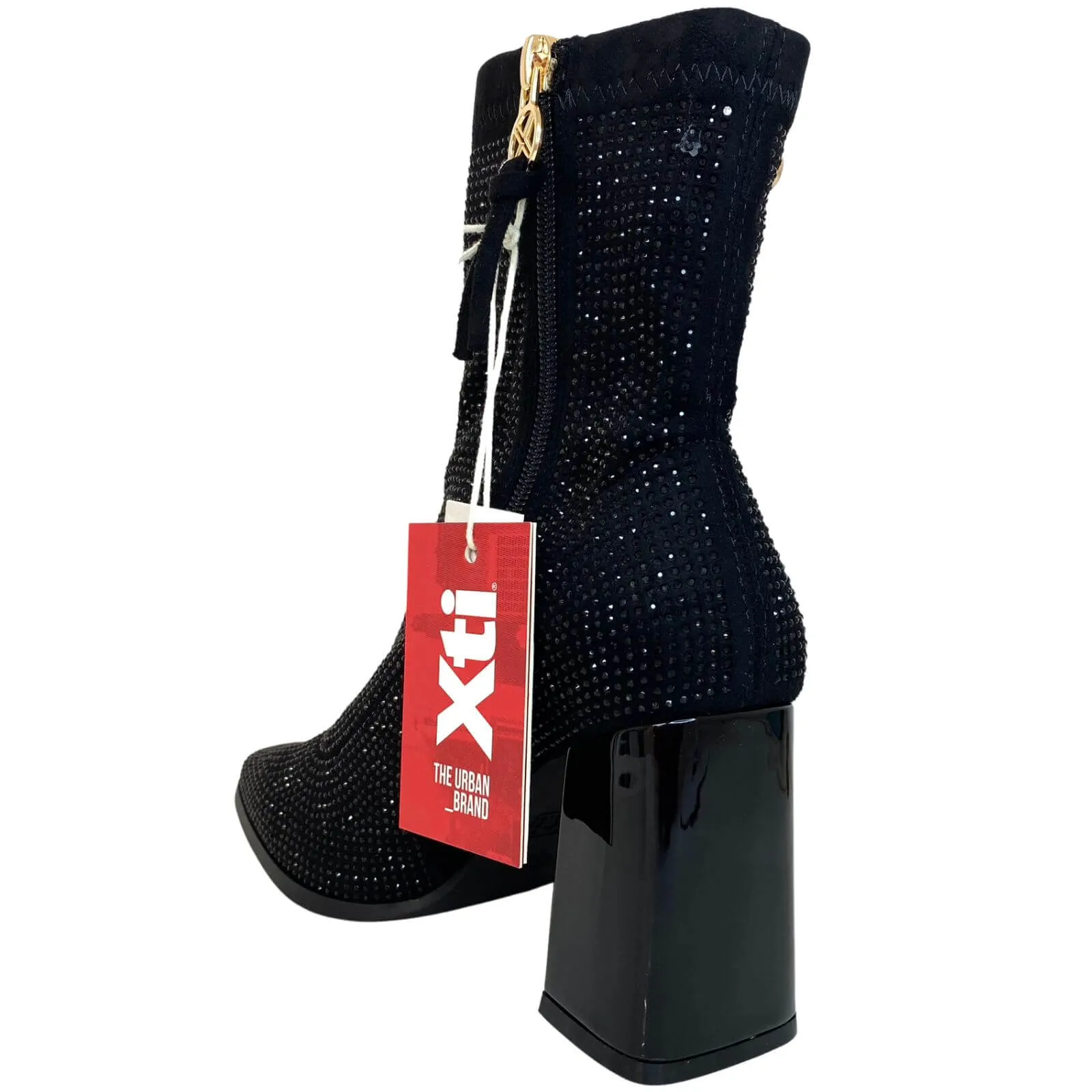 XTI Black Sparkly Sock Boots